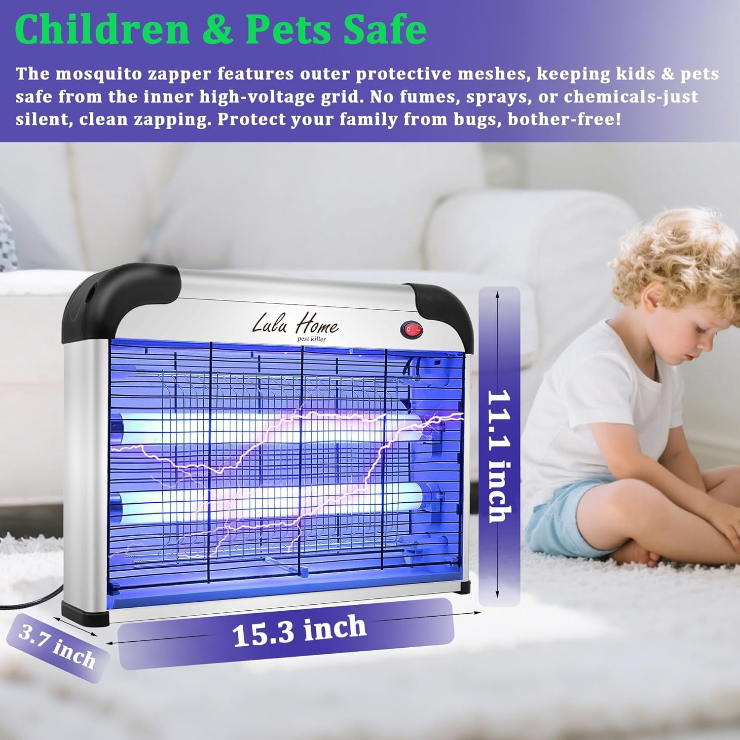Electric Bug Zapper, Aluminium Indoor Insect Killer for Mosquito, Bug, Fly with Powerful 2800V Grid 20W Bulbs