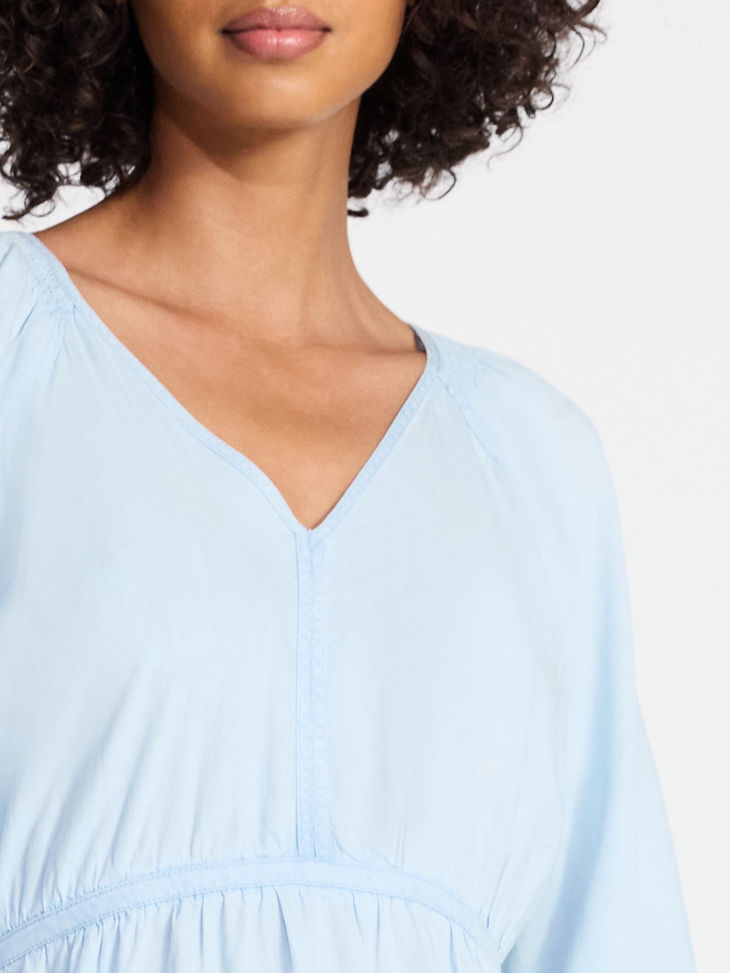 Time and Tru Women's Tiered Mini Dress with ¾ Sleeves, Sizes XS-XXXL