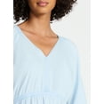 thumbnail image 2 of Time and Tru Women's Tiered Mini Dress with ¾ Sleeves, Sizes XS-XXXL, 2 of 6