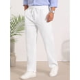thumbnail image 2 of DARING DIVA Men's Beach Pants Drawstring Waist Breathable Summer Linen Pants 28 White, 2 of 7