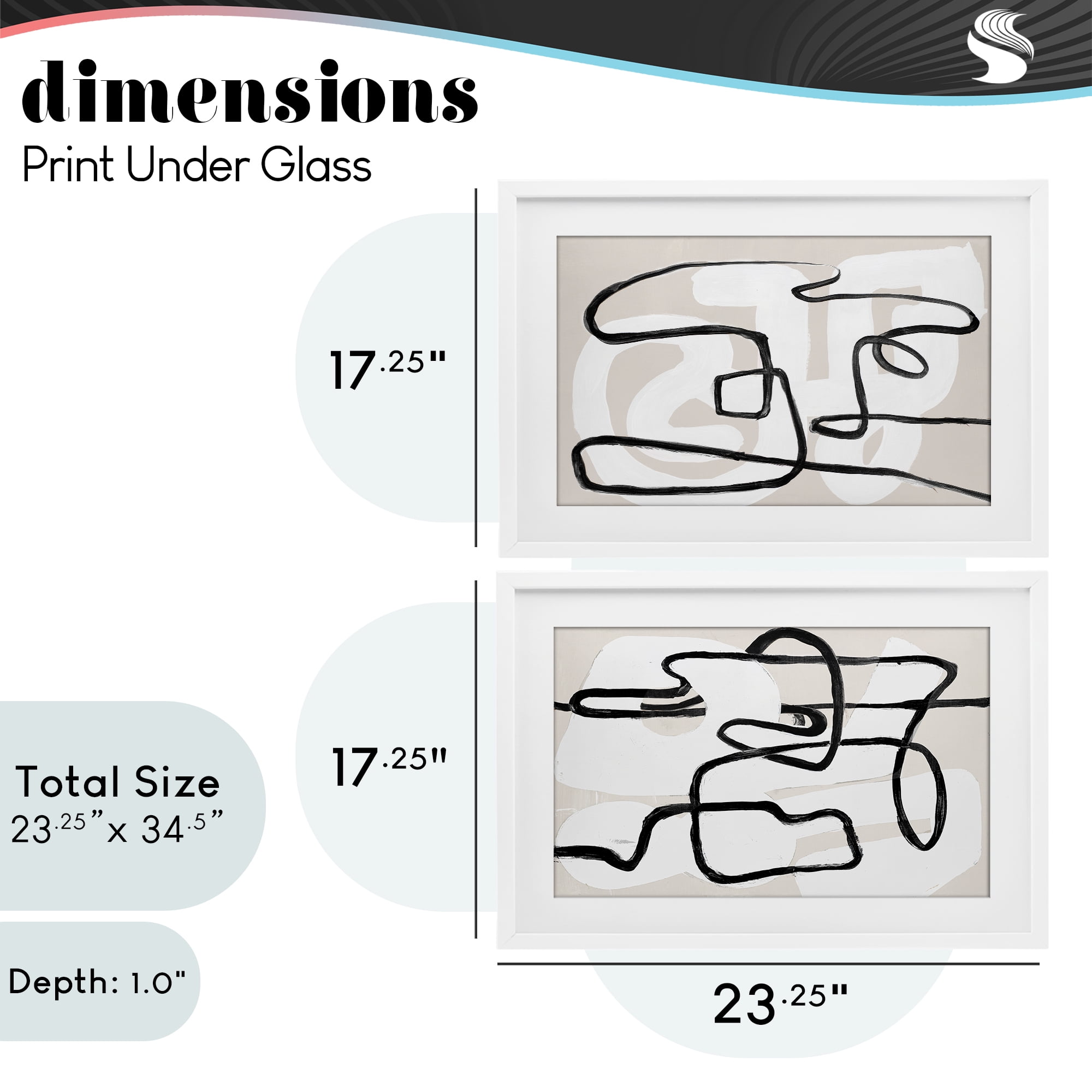Stupell Industries Neutral Twists & Turns 2 Piece White Framed Print Under Glass Set, design by Lanie Loreth
