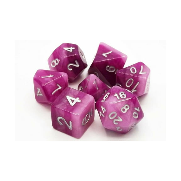 Old School Dice & Accessories Poly Set Shades of Violet w/Silver (7) New