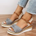 thumbnail image 3 of CAICJ98 Wedge Sandals for Women Summer Wedge Sandals for Women Bohemia Beach Platform Shoes Comfortable Open Toe Walking Sandal,Grey, 3 of 5