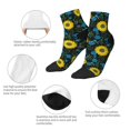 thumbnail image 3 of Goofa Sunflowers And Blue Flower Pattern Non Slip Socks with Grips for Elderly, Crew Socks Yoga Hospital Socks Cushioned Sole Gripper Socks for Men Women, 3 of 5