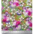thumbnail image 1 of Soimoi Green Cotton Duck Fabric Green & Pink Floral Fabric Prints by Yard 42 Inch Wide, 1 of 1