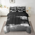 thumbnail image 2 of Erosebridal Abstract Comforter Set Full 7 Piece Black White Dark Grey Ombre Bedding Set Teen Adults Men Grunge Oil Painting Bed In A Bag Watercolor Graffiti Bed Set Reversible Black, 2 of 5