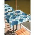 thumbnail image 2 of Outdoor Tablecloth with Umbrella Hole for Patio/Picnic/Party/Camping, Blue Geometric Moroccan Waterproof Table Cloth Square Cover Washable, Abstract Art Blue Ombre Modern (60"x 60"), 2 of 8