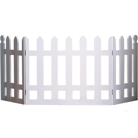 Etna Products Folding White Picket Fence Free Standing Pet Gate. 19" H x 42" W. Elegant 3 Panel Folding Wood Gate
