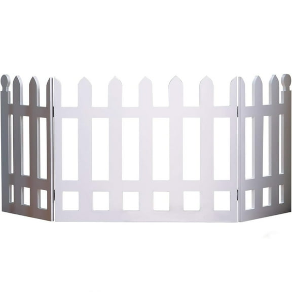 Etna Products Folding White Picket Fence Free Standing Pet Gate. 19" H x 42" W. Elegant 3 Panel Folding Wood Gate