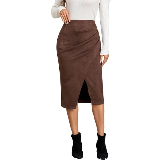Lmueinov Skirts for Women High Waisted Business Midi Skirts A-Line Pencil Skirts with Split for Office Fall Casual Daily Outfitsskirts