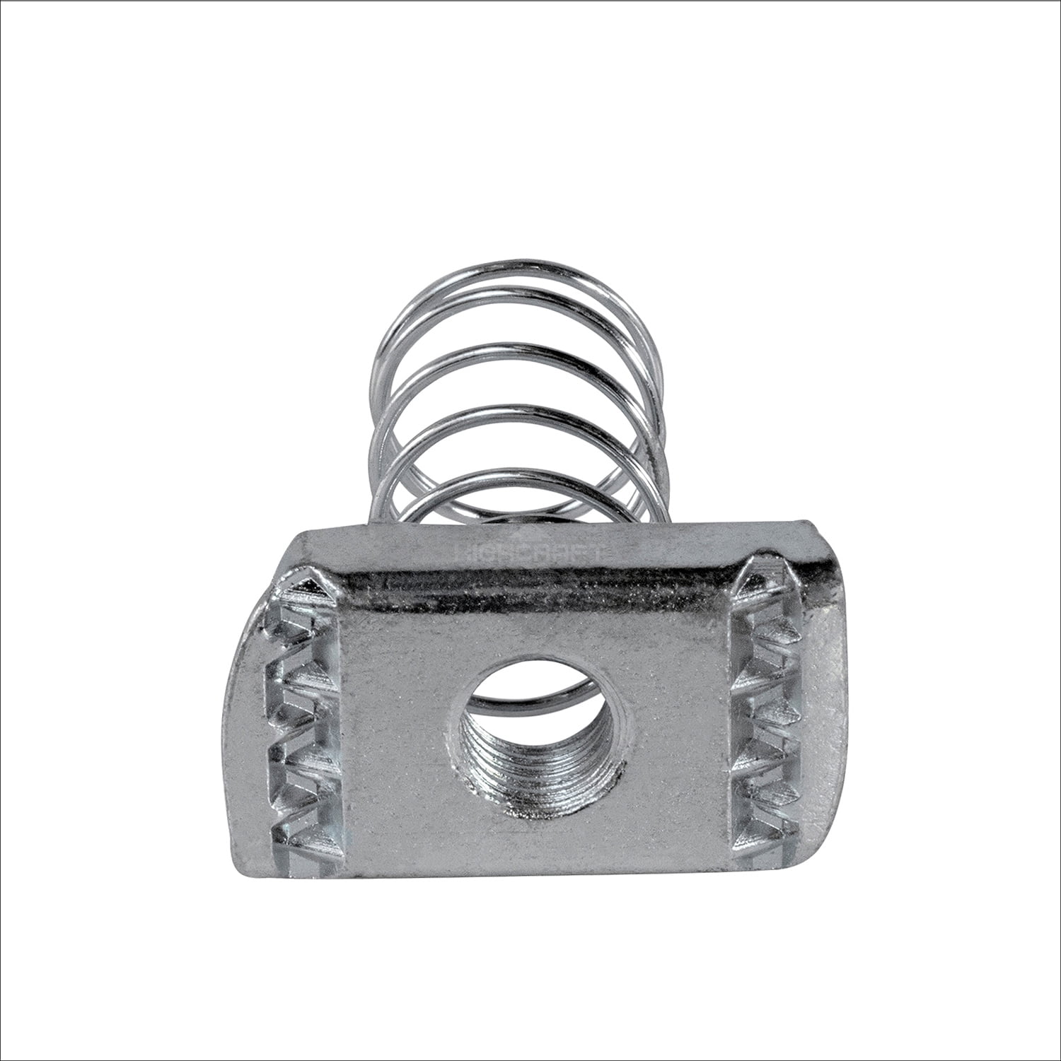 Highcraft 3/8" X 1-3/8" Threaded Strut Channel Nuts W/ Long Spring, Steel 50 Pk