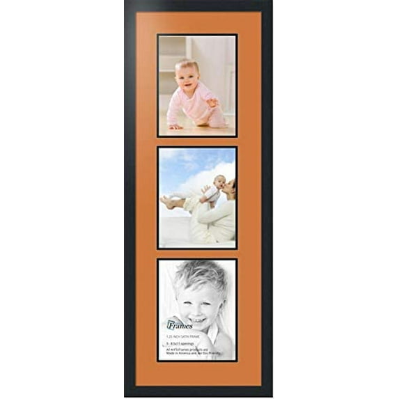 collage photo frame double mat with 3 - 8.5x11 openings and black frame