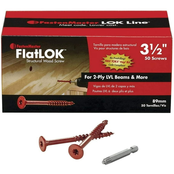 FastenMaster Wood Screw - Steel, Torx Ttap Bit Included - 3-1/2"