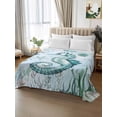 thumbnail image 2 of Coastal Seahorse California King Size Flat Sheet, Wrinkleproof & Fadeproof Cooling Flat Bed Sheet Only, Ocean Nautical Starfish Seashells Coral Breathable Soft Bedding Top Sheets 108 x 98 Inches, 2 of 8