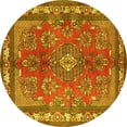 thumbnail image 1 of Ahgly Company Indoor Round Medallion Yellow Traditional Area Rugs, 5' Round, 1 of 4