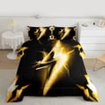 thumbnail image 2 of Homewish Lightning Pattern Queen Comforter Set,Cartoon Cool Print Bedding Sets,Yellow Black Bedding Comforter Set For Kids,Super Cozy Room Decor Reversible,3-Piece, 2 of 8