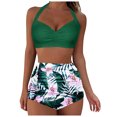 thumbnail image 3 of Hessimy High Waisted Bikini Set for Women Two Piece Tummy Control Vintage Swimsuit Retro Halter Bathing Suit with Bottom(Green,S), 3 of 8