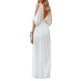 thumbnail image 5 of Franhais Female Long Dress, Solid Color Deep V-Neck Off Shoulder Elbow Sleeve Backless One-Piece, 5 of 7