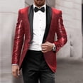thumbnail image 3 of Men's Slim Fit Sequin Tuxedo Jacket Shawl/Peak Lapel One Button Blazer Sparkly Party Prom Wedding Dinner Suit Coat, 3 of 3