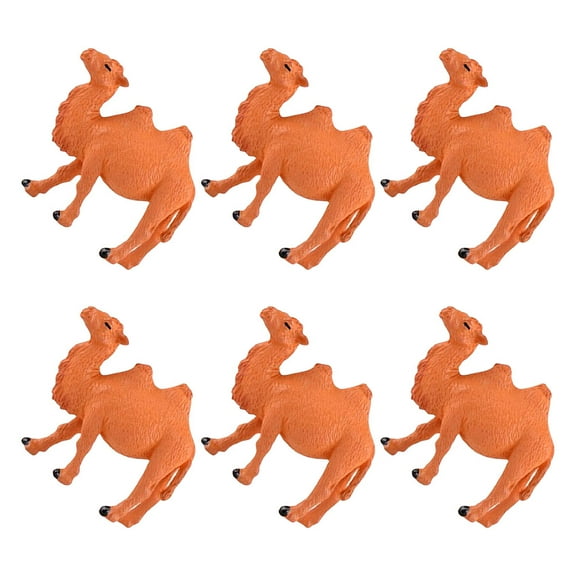PTOOTP 6-Piece Miniature Orange Resin Camel Figurines Set Desert Theme Desk Decor Collectible Models