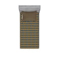 thumbnail image 2 of Ambesonne Vintage Fitted Sheet & Pillow Sham Set, Squares Chain Mesh Tile, Queen, Dark Blue Orange, 2 of 3