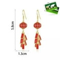 thumbnail image 3 of GKNET 1 Pair Women Fashion Red Long Tassel Earring Red Lantern Lucky Alloy Earrings-Red, 3 of 9