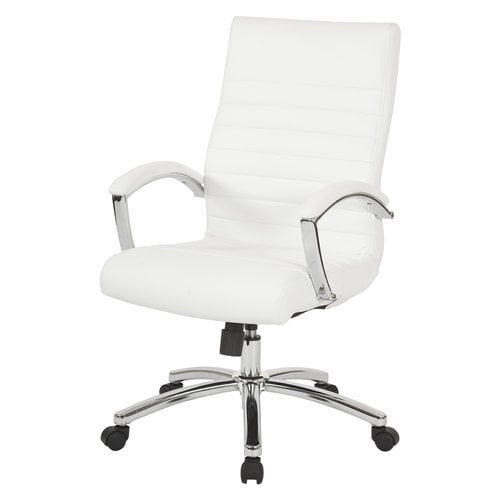 Office Star Products Executive MidBack Chair in White Faux Leather