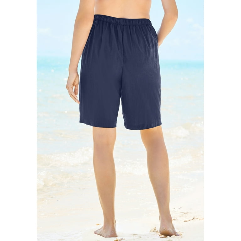 Swim 365 Women's Plus Size Taslon Cover Up Board Shorts With Built
