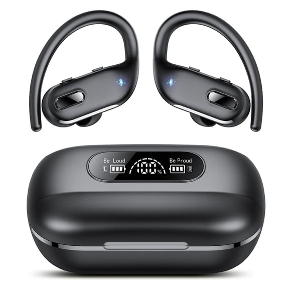 Audífonos Inalámbricos Bluetooth Deportivos, Auricular Bluetooth 5.3 Estéreo 3D HiFi sobre la Oreja, Ganchos para las Orejas de 80 Horas con Micrófono con Cancelación de Ruido, Auriculares Impermeabl