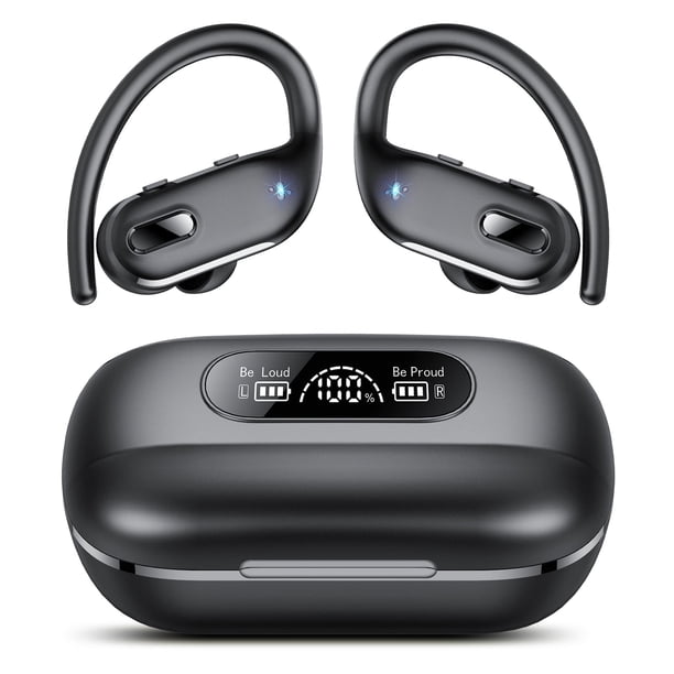 Audífonos Inalámbricos Bluetooth Deportivos, Auricular Bluetooth 5.3 Estéreo 3D HiFi sobre la Oreja, Ganchos para las Orejas de 80 Horas con Micrófono con Cancelación de Ruido, Auriculares Impermeabl