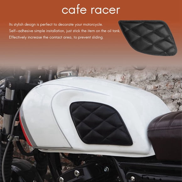 Motorcycle Tank Sticker Retro Motorbike Tank Protection Vintage Decoration Cafe Racer Style Knee Grip Moto Tank Pad(Black)