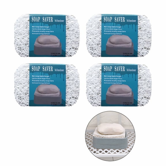 BPPEG 4 Pack Soap Holder Pad with Drainage, 1cm Thick Soap Saver Tray Mat Made from Flexible PVC Elastic Fiber, Mold-Resistant Soap Dish for Bathroom Kitchen Shower Sink, White