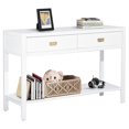 thumbnail image 1 of FurnitureR Bianca Modern Wood Console Table with 2 Drawers in White, 1 of 9