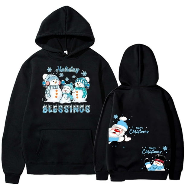 Abrigo y chaquetas casuales con capucha de manga larga para mujer, moda navideña, con capucha estampada delantera y trasera, abrigo de suéter de polar de moda, abrigo/chaqueta casual con capucha de ma