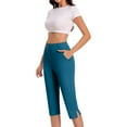 thumbnail image 7 of Owordtank Capri Pants for Women Wide Leg High Waisted Casual Lounge Summer Office Work Pants with Pockets, 7 of 7