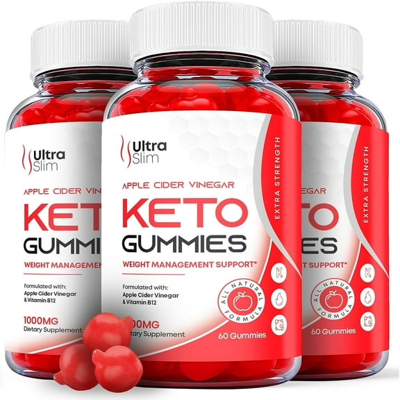 (3 Pack) Ultra Slim Keto ACV Gummies - Apple Cider Vinegar Supplement for Weight Loss - Energy & Focus Boosting Dietary Supplements for Weight Management & Metabolism - Fat Burn - 180 Gummies