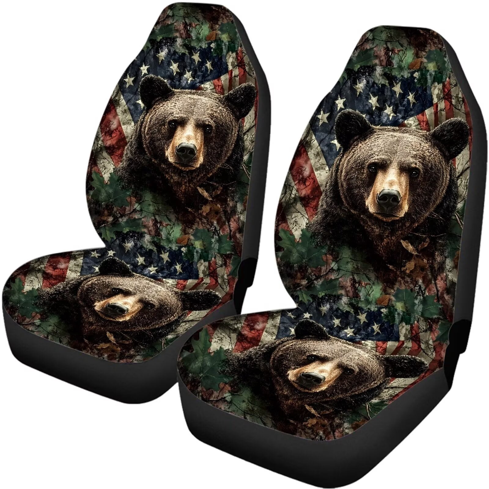 Pzuqiu Bear Flag Car Seat Covers Set Lightweight Front and Rear Seat Cover Set Easy to Install 4 Seats Car Seat Protector Car Seat Protector Accessories Universal Universal Fit Most Sedans