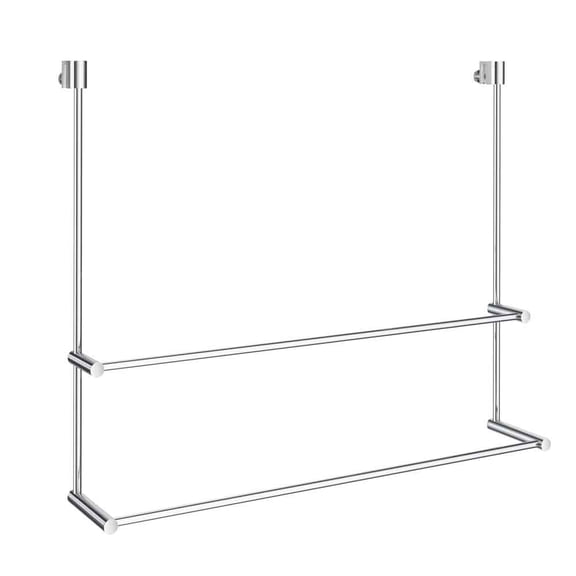 No Drill Double Towel Rail for Glass Shower Panel in Polished Chrome Finish
