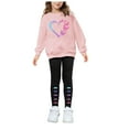 thumbnail image 5 of TAmten Girls Size 6 Outfits 3-14 T Kids Toddler Girl Clothes Heart Print Sweatshirt Flared Pants 2Pc Outfits Set(Pink,3#Pink), 5 of 5