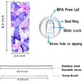thumbnail image 2 of Skinny Tumbler Gift for Men Women, Purple Butterfly Tumbler Cup with Straw Lid 20 OZ, Stainless Steel Insulated Vacuum Slim Travel Coffee Mug, 2 of 6