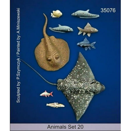 Sea Life Miniatures - Mantis Miniatures 1:35 Animal Set 20 Sea Life Sting Ray Resin Figure Kit #35076