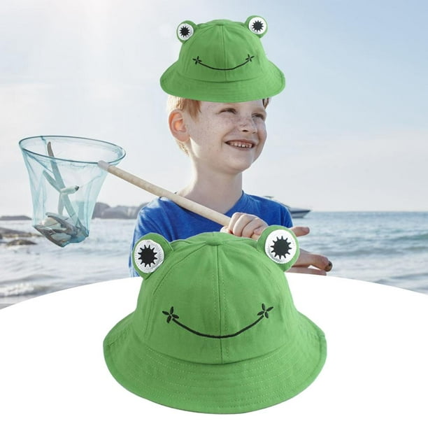 Kids Girls Cotton Frog Bucket Hat for Outdoor Holidays