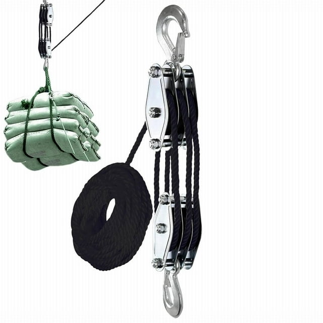 Cqxid Universal Wheel Clearance Rope Hoist Block And Tackle 2200 Lbs Breaking Strength Pulley Block 1100lb Loading Capacity For Animal Husbandry Constructions