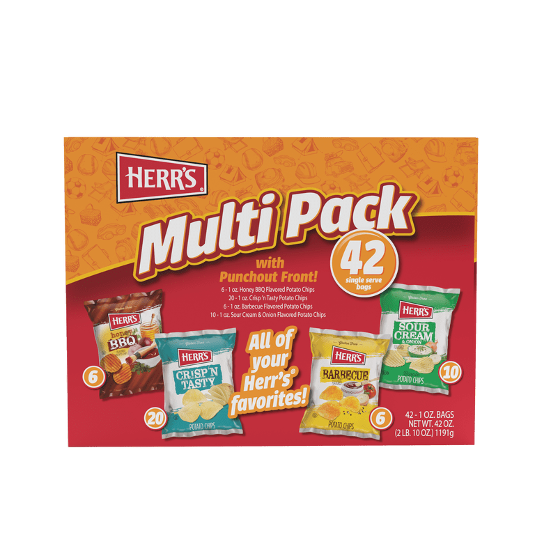 Herr's Crisp 'n Tasty Potato Chips - 42 Count Pack Of 1-Ounce Bags