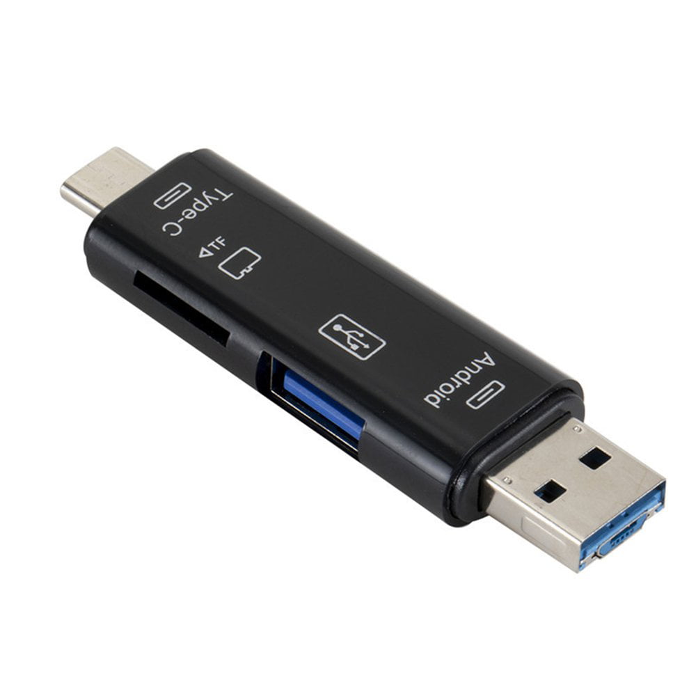 5 in 1 3.0 Type C / USB / Micro USB TF Memory Card Reader OTG Adapter Connector High Speed Memory Card Reader Black - Walmart.com