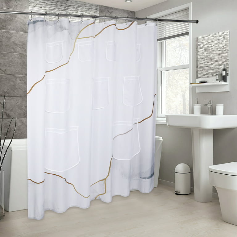 Shower Curtains With 9mesh Pockets Pocketfabric Curtain Or Liner 9 Mesh For Bathroom 72 X Inches Gold Com