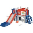 thumbnail image 3 of KORIMEFA 11 in 1 Toddler Slide, Kid Slide for Toddlers Age 1-3 with Golf Set, Ring Toss, Basketball Hoop, Drawing Board and Telescope, Indoor Outdoor Playset Playground, Blue Red, 3 of 17