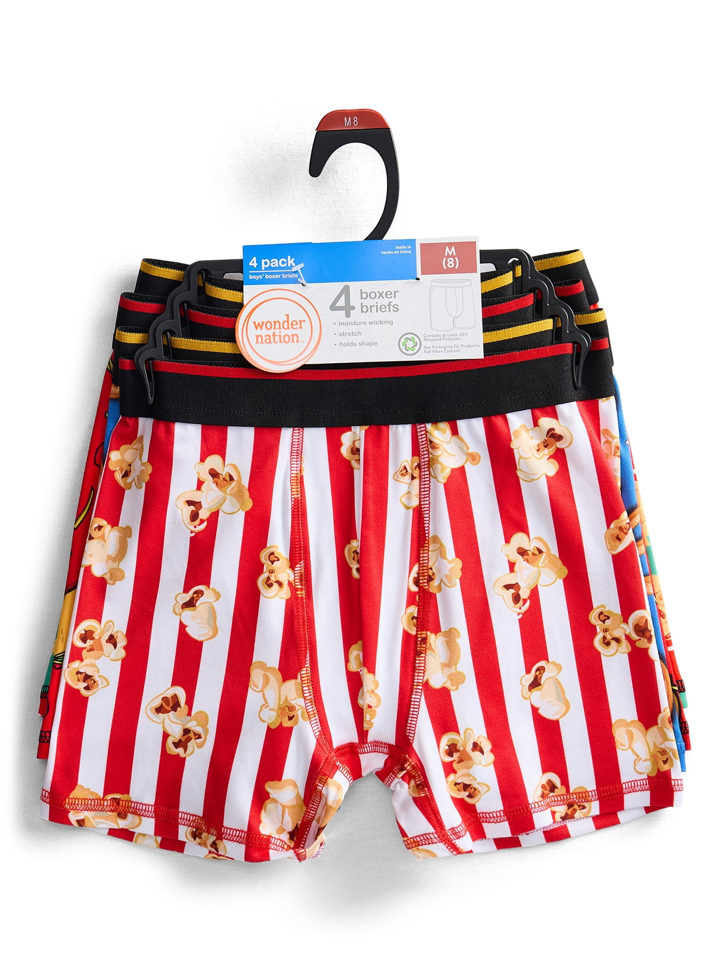 Wonder Nation Boys Boxer Brief Snack Pack Underwear, 4-Pack, Sizes S-XL