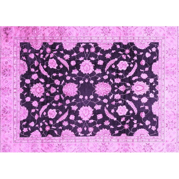 Ahgly Company Indoor Rectangle Oriental Purple Traditional Area Rugs, 7' x 9'