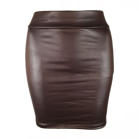 PERZOE Mini Skirt Women Mini Skirt Solid Color High Waist Slim Fit Skinny Matte Faux Leather Cozy Commuter Bodycon Skirt Streetwear